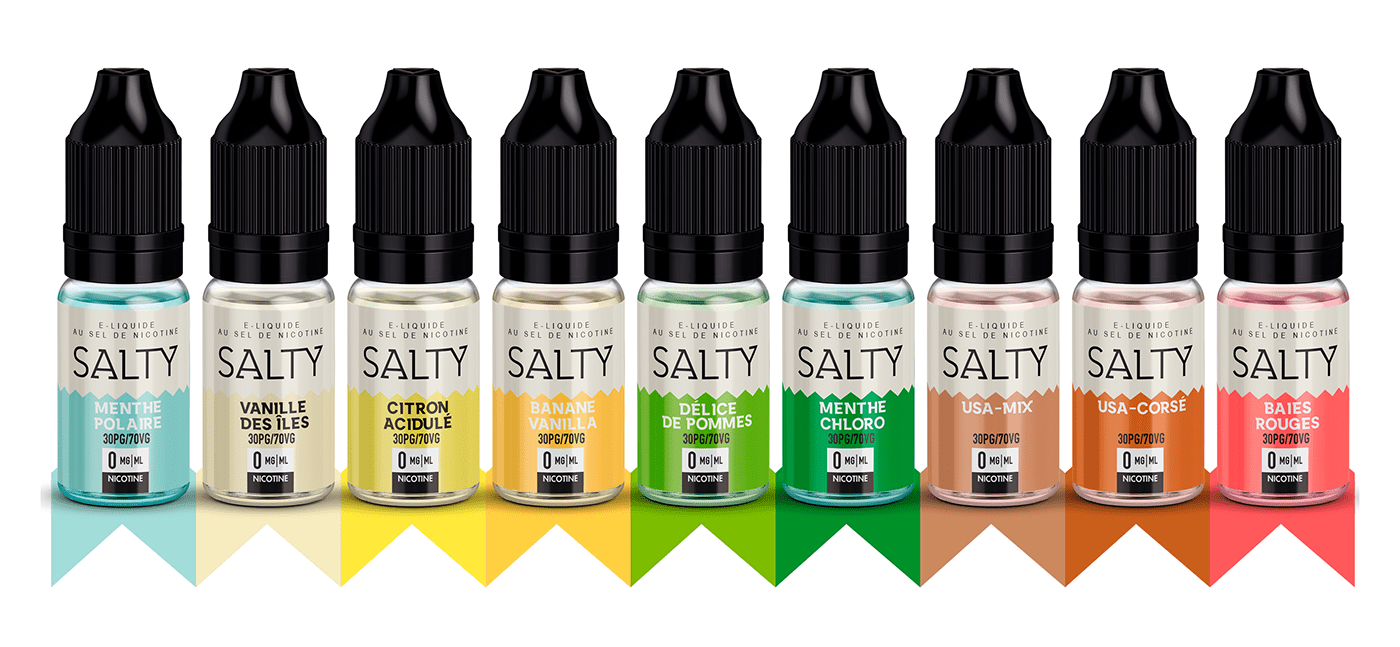 Conception packaging etiquette eliquide salty